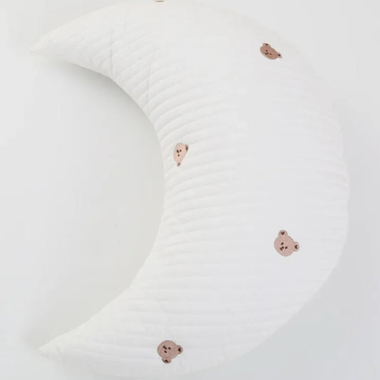 Coussin d'allaitement forme lune motif ourson