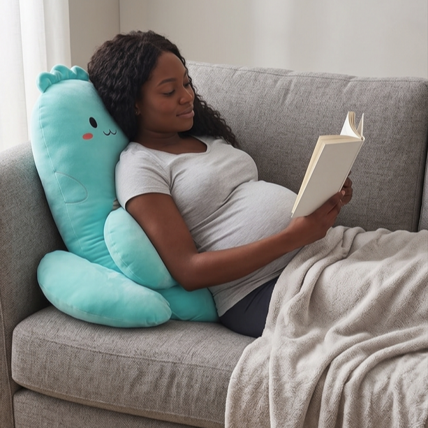 Coussin de grossesse design bleu